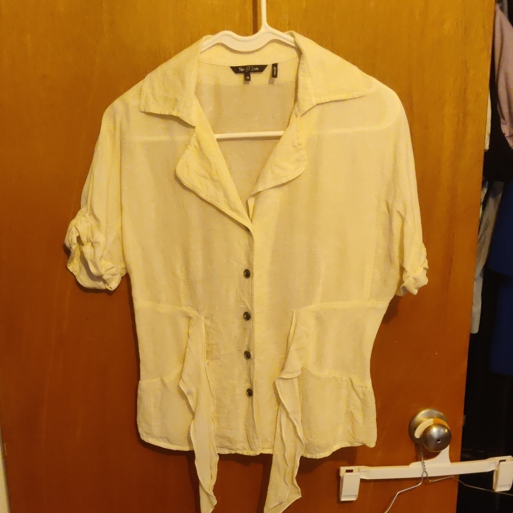 NIC+ZOE Cream Button-Down Shirt